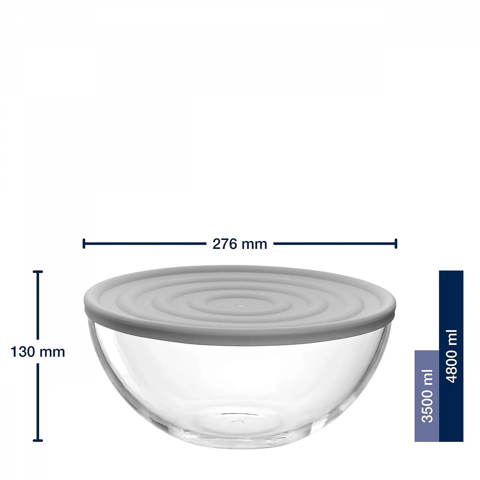 Миска LEONARDO HOME Cucina Стеклянная с крышкой Серая, фото №2 Миска LEONARDO HOME Cucina Стеклянная с крышкой Серая, фото №2