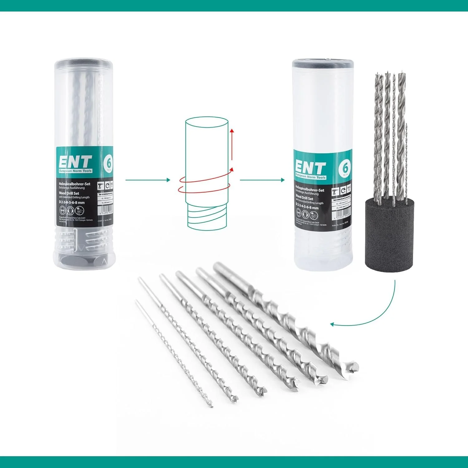 Набор сверл по дереву ENT 09246 Серебристый, фото №3 Набор сверл по дереву ENT 09246 Серебристый, фото №3