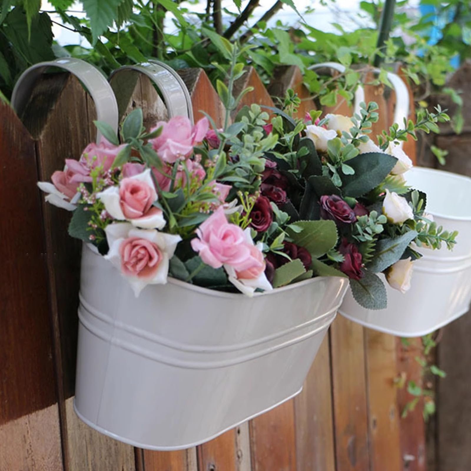 Підвісні горщики-відра River Металеві зі знімним гачком 2 шт. Сірий, фото №2