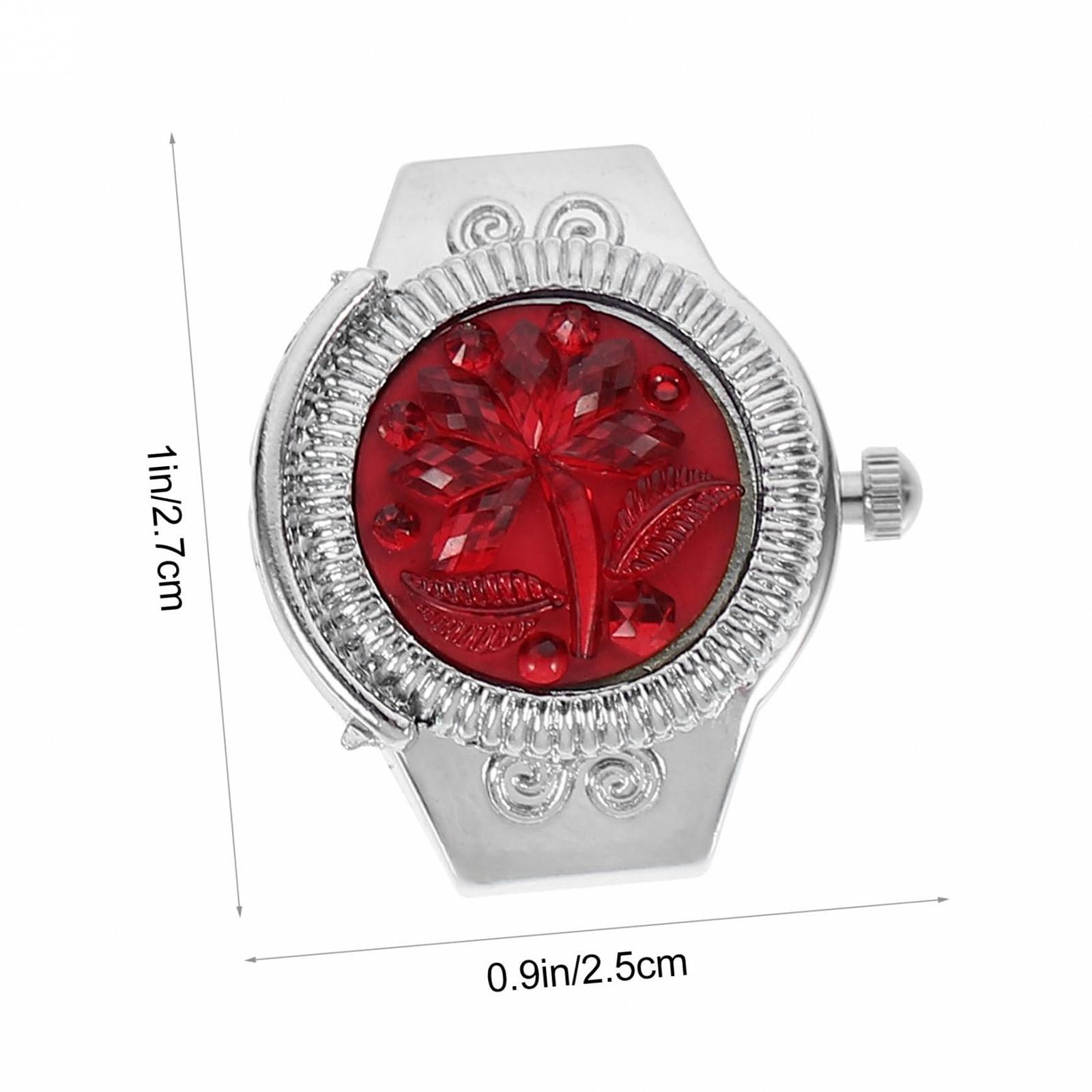 Годинник-кільце OATIPHO, золотистий з бірюзовим та червоним, фото №2