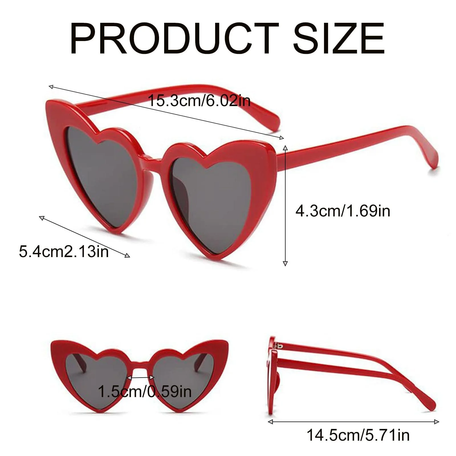 Солнцезащитные очки ZSRVAJ Сердце Четыре штуки Красный, фото №2