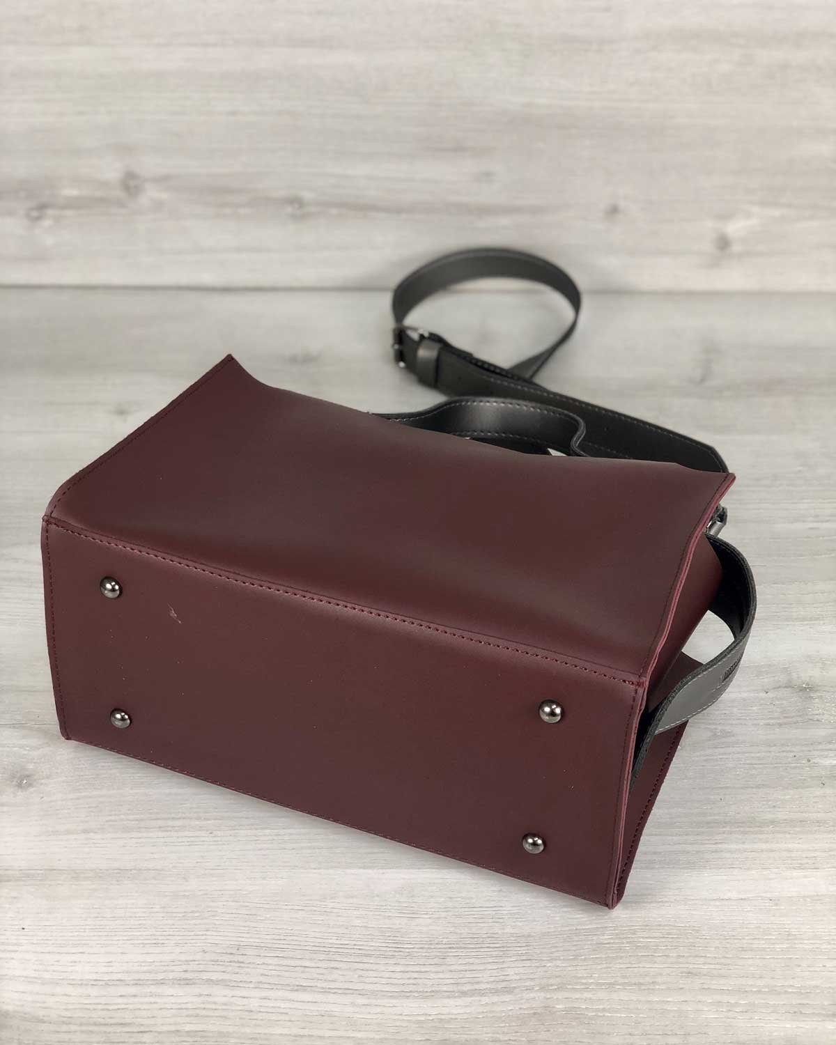 Жіноча бордова сумка 2в1, через плече, фото №5