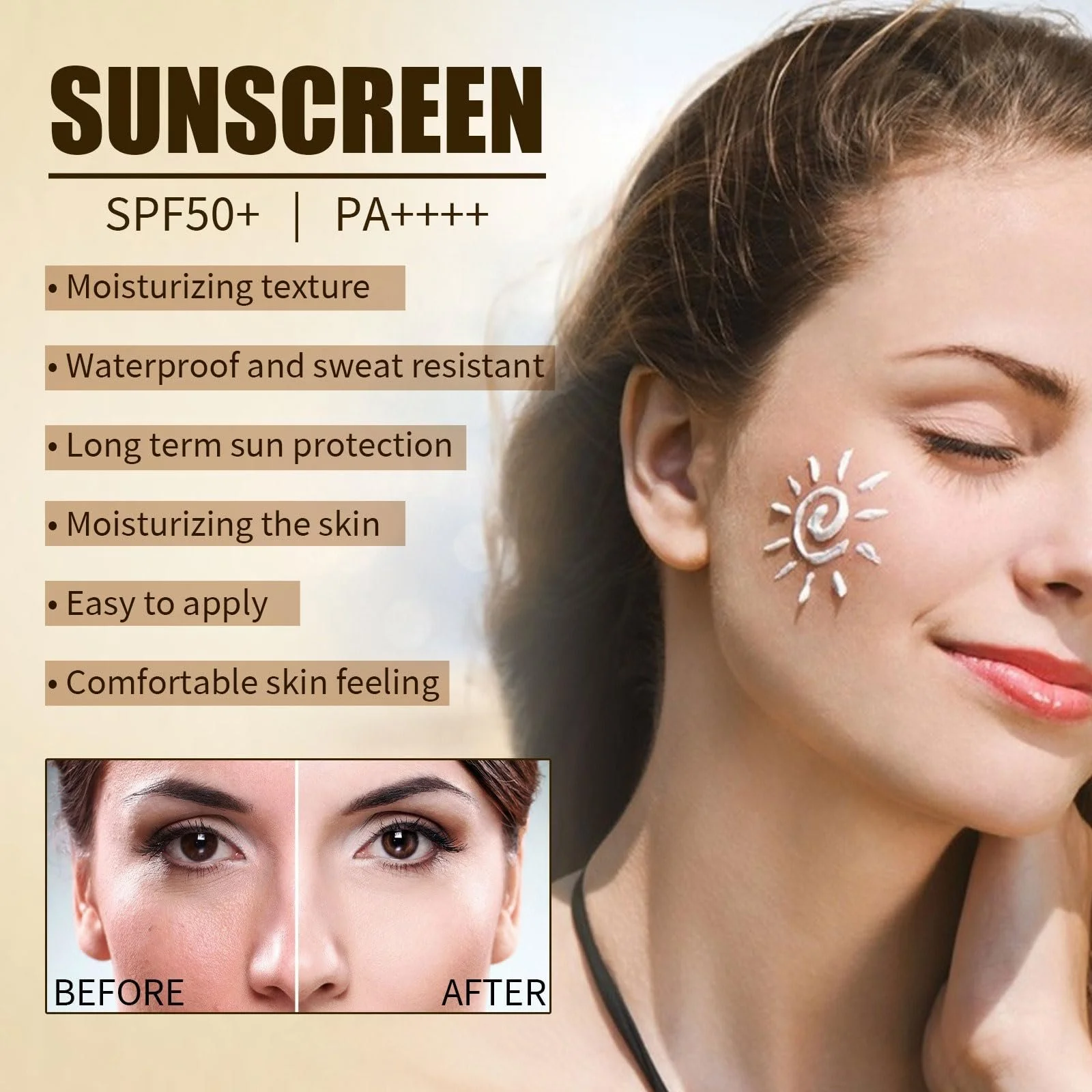 Сонцезахисний крем Reis Sunscreen SPF 50 та Рисова маска, Набір для догляду за шкірою з зволожуючою маскою, фото №3