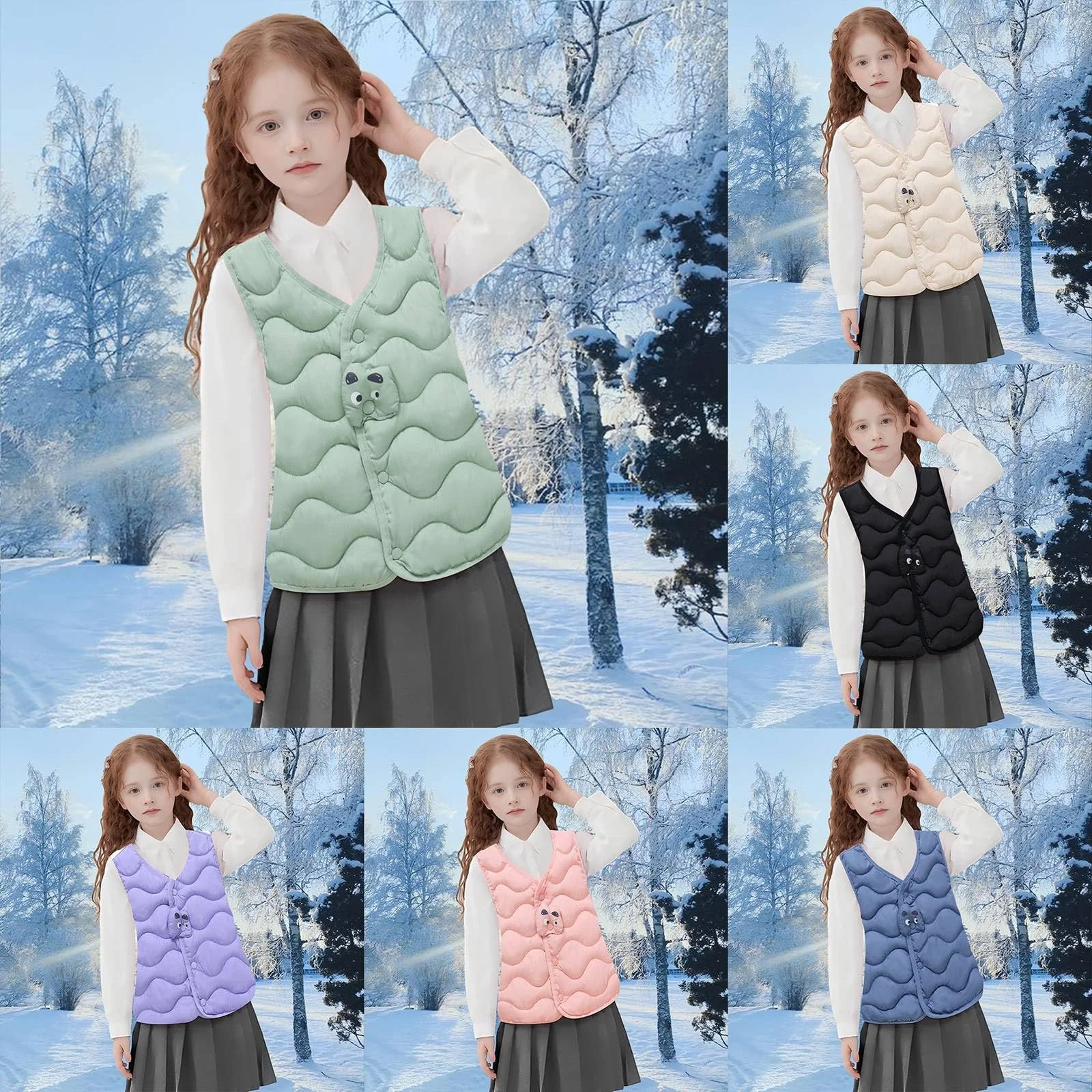 Жилет для дівчинки Generisch стьобаний теплий жилет без рукавів з ґудзиками, фото №6 Жилет для дівчинки Generisch стьобаний теплий жилет без рукавів з ґудзиками, фото №6