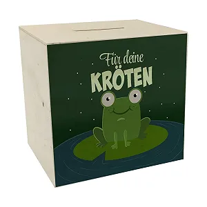 Скарбничка дерев'яна з жабою та написом «Für Deine Kröten» - Фото 1