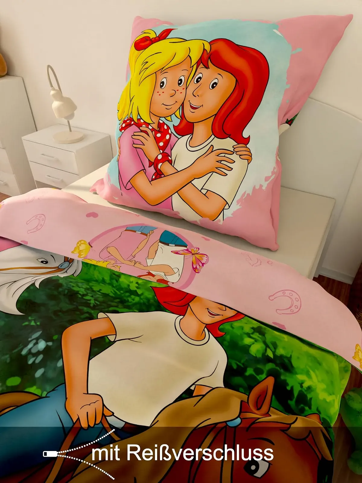 Постельное белье детское SkyBrands Bibi and Tina 135 x 200 см для девочек хлопок 2 предмета наволочка 80 x 80 см, фото №3