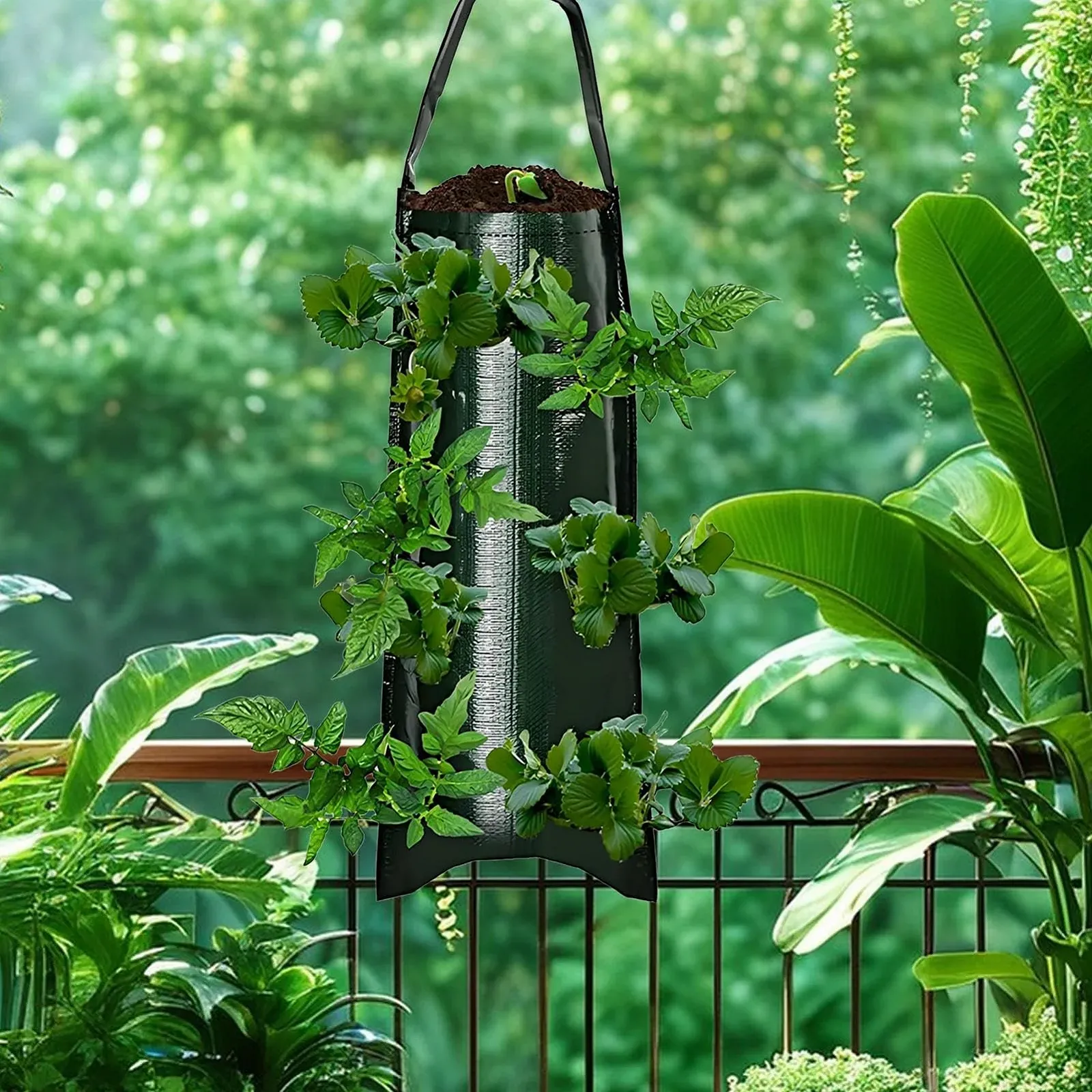 Сумки для вирощування рослин тканинні вертикальні з 8 отворами для полуниці та квітів, фото №3 Сумки для вирощування рослин тканинні вертикальні з 8 отворами для полуниці та квітів, фото №3