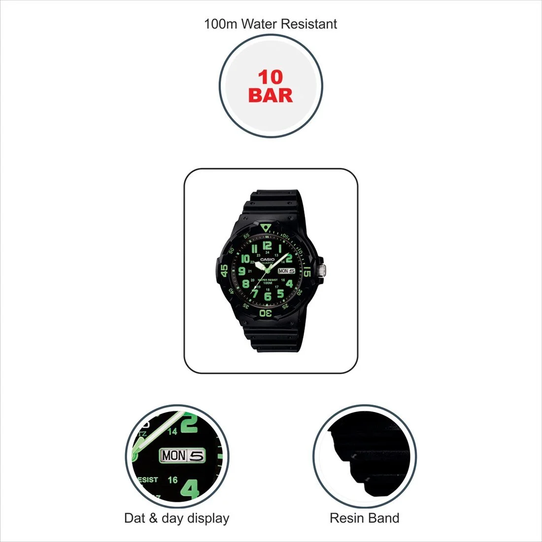 Часы аналоговые CASIO Мужские Кварцевые MRW-200H-3 с ремешком из полимера, черный/черный, Спортивные, фото №6 Часы аналоговые CASIO Мужские Кварцевые MRW-200H-3 с ремешком из полимера, черный/черный, Спортивные, фото №6