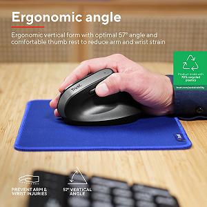 Мышь Trust Bayo+ Беспроводная Bluetooth + RF 2.4GHz Вертикальная Эргономичная Перезаряжаемая Черный synthetic.ua - Фото 1