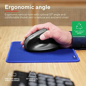 Миша Trust Bayo+ Бездротова Bluetooth + RF 2.4GHz Вертикальна Ергономічна Перезаряджувана Чорний synthetic.ua - Фото 1