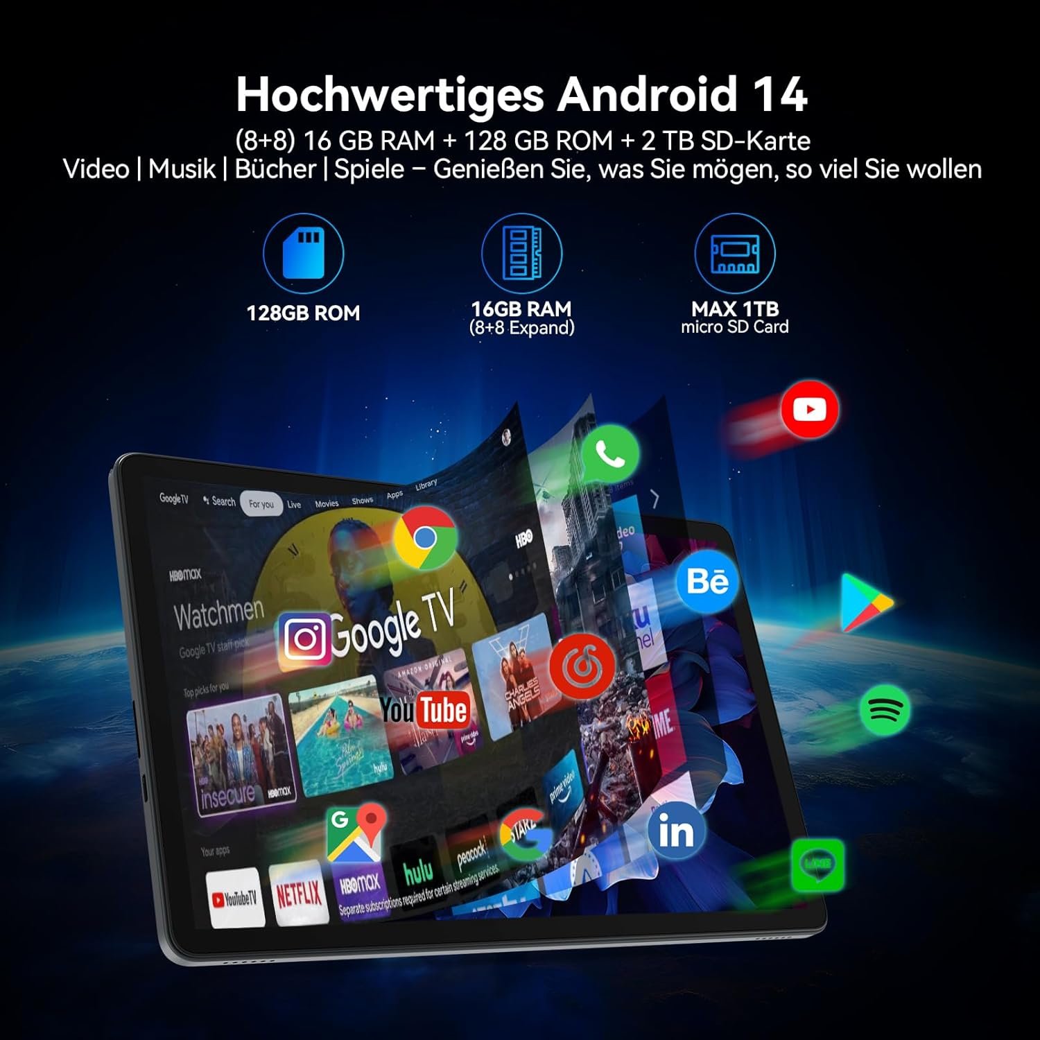 Планшет 11" Full HD ZONKO D126 (8+8)/128Gb 4G 2-SIM 8 ядер Android 14 8000 mAh Сірий, фото №3