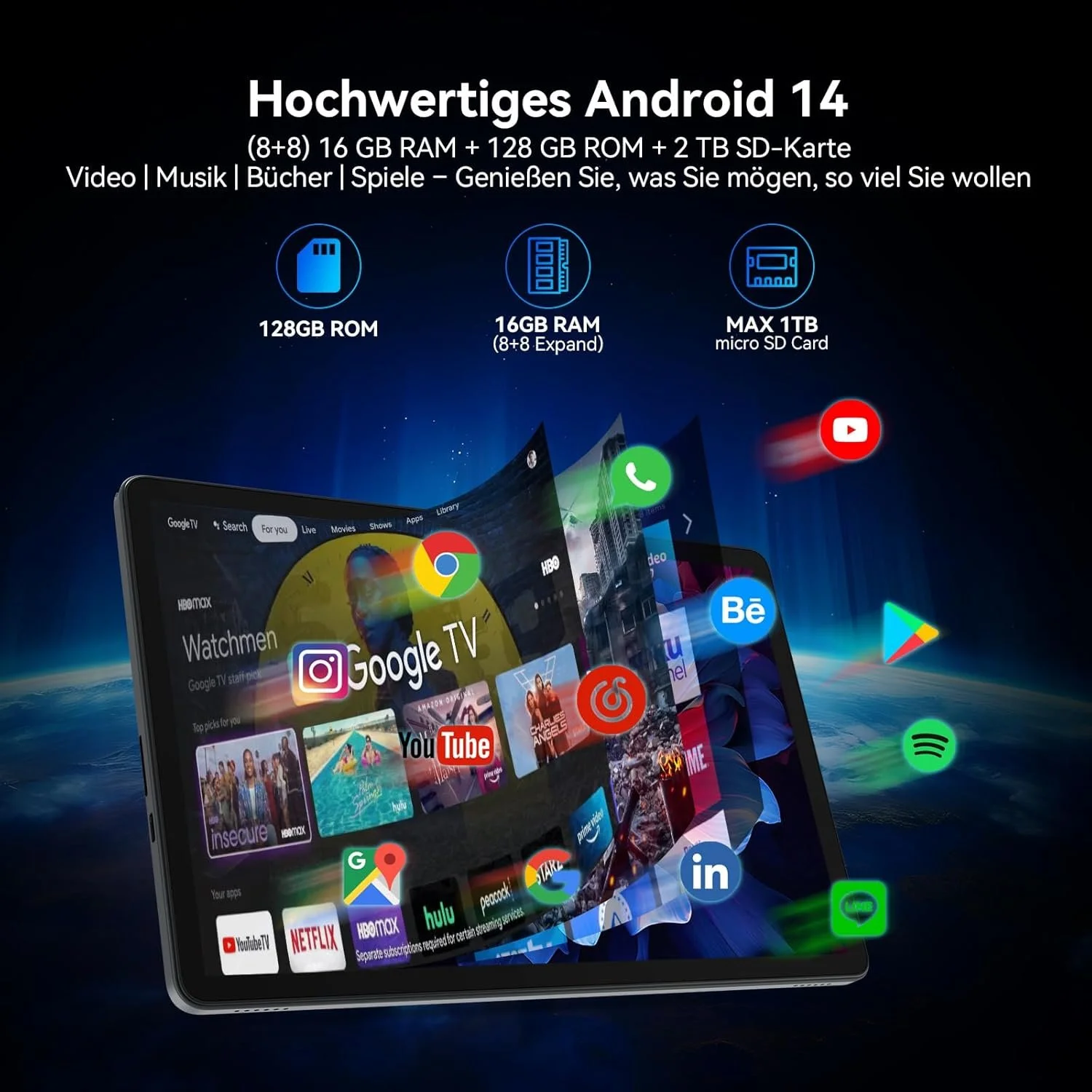 Планшет 11" Full HD ZONKO D126 (8+8)/128Gb 4G 2-SIM 8 ядер Android 14 8000 mAh Серый, фото №3