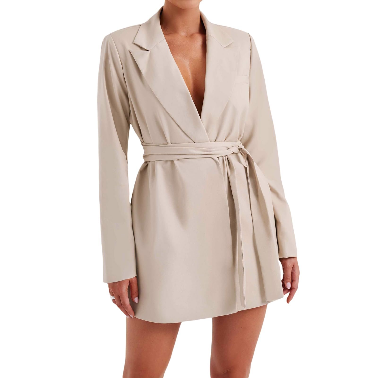 Тренч Yoisdtxc Женский Повседневный однотонный Длинный рукав, фото №1