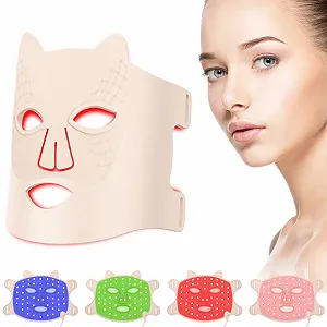 LED Маска для лица Vhipu 4 цвета (красный, синий, зеленый, ближний инфракрасный) для борьбы с акне, морщинами - Фото 1