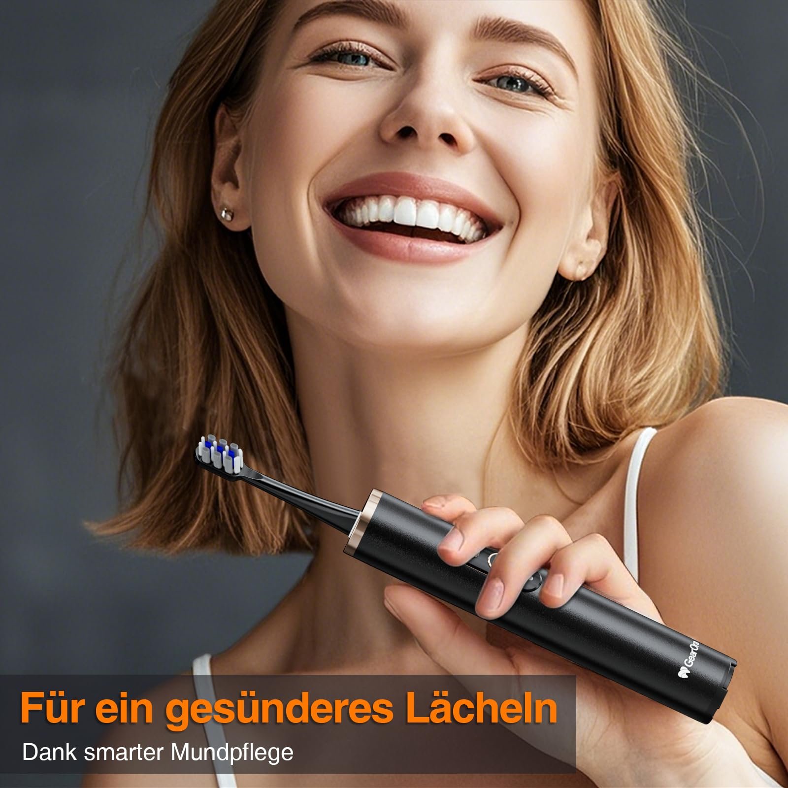 Електрична зубна щітка з UVC-стерилізацією та антибактеріальними щетинками з графену Чорна, фото №3