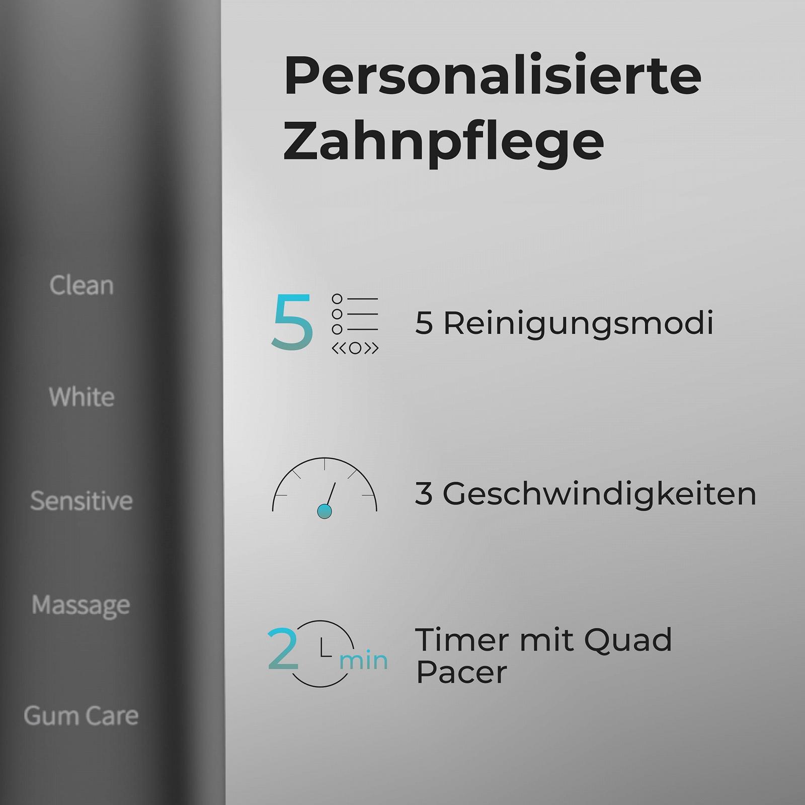 Електрична звукова зубна щітка AENO DB6 5 режимів 46000 вібрацій/хв Black, фото №3
