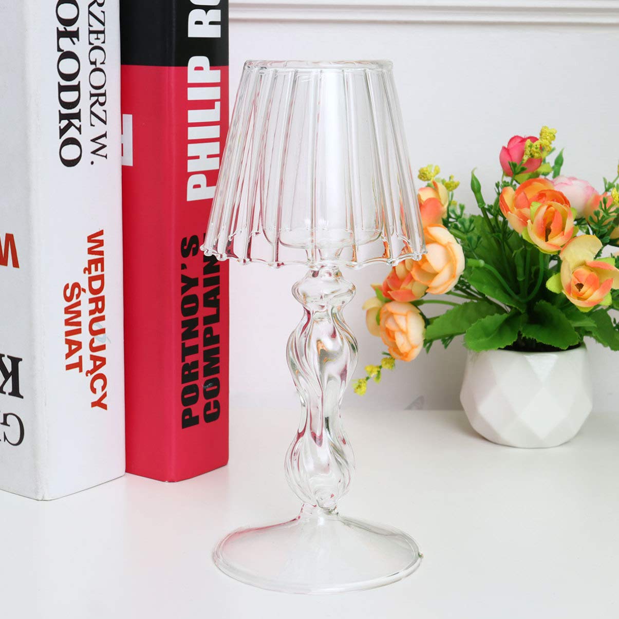 Подсвечник BESPORTBLE Tea Light Glass Desk Lamp Shaped Hurricane Decoration, фото №5