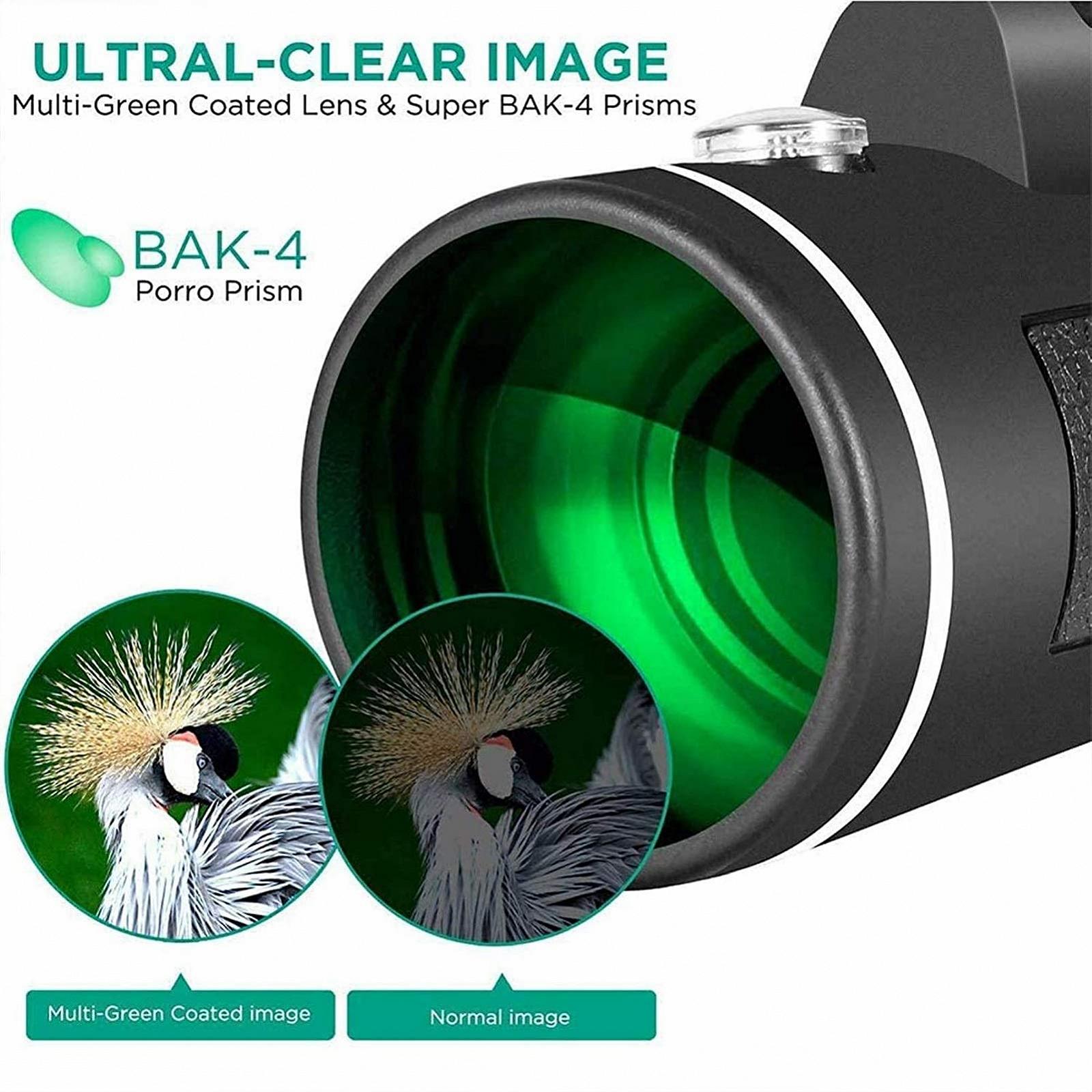 Телескоп монокуляр QHYTL HD з оптичним зумом та утримувачем для штатива з призмою BAK4, фото №6