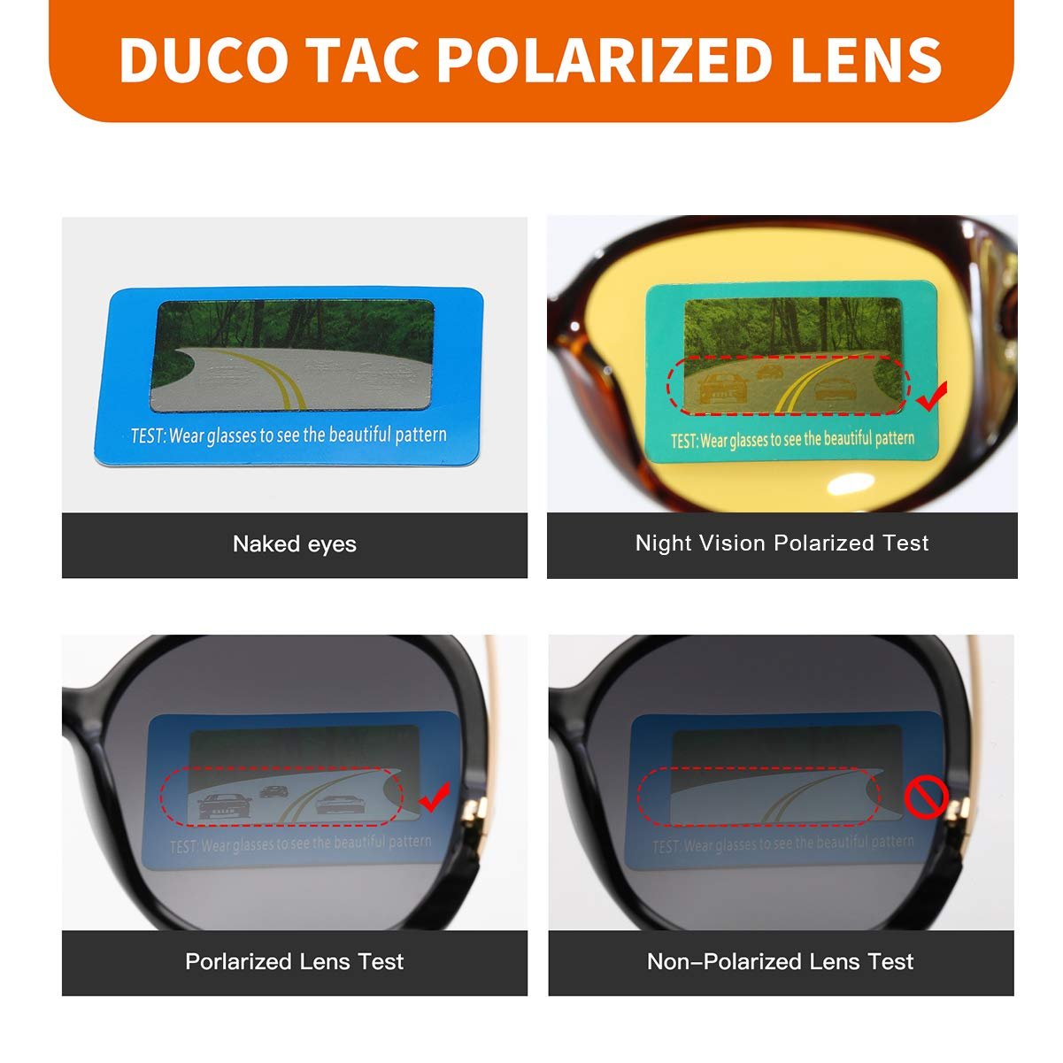 Окуляри для нічного водіння HD DUCO Жіночі Елегантні Овальні, фото №4