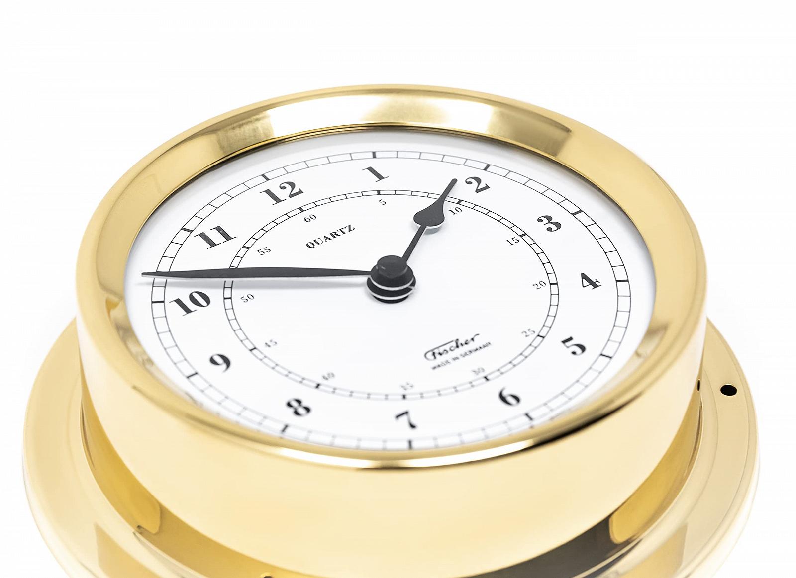 Годинник Fischer Maritime Quarz-Uhr 1508U-45 125 мм білий циферблат латунний корпус, фото №3