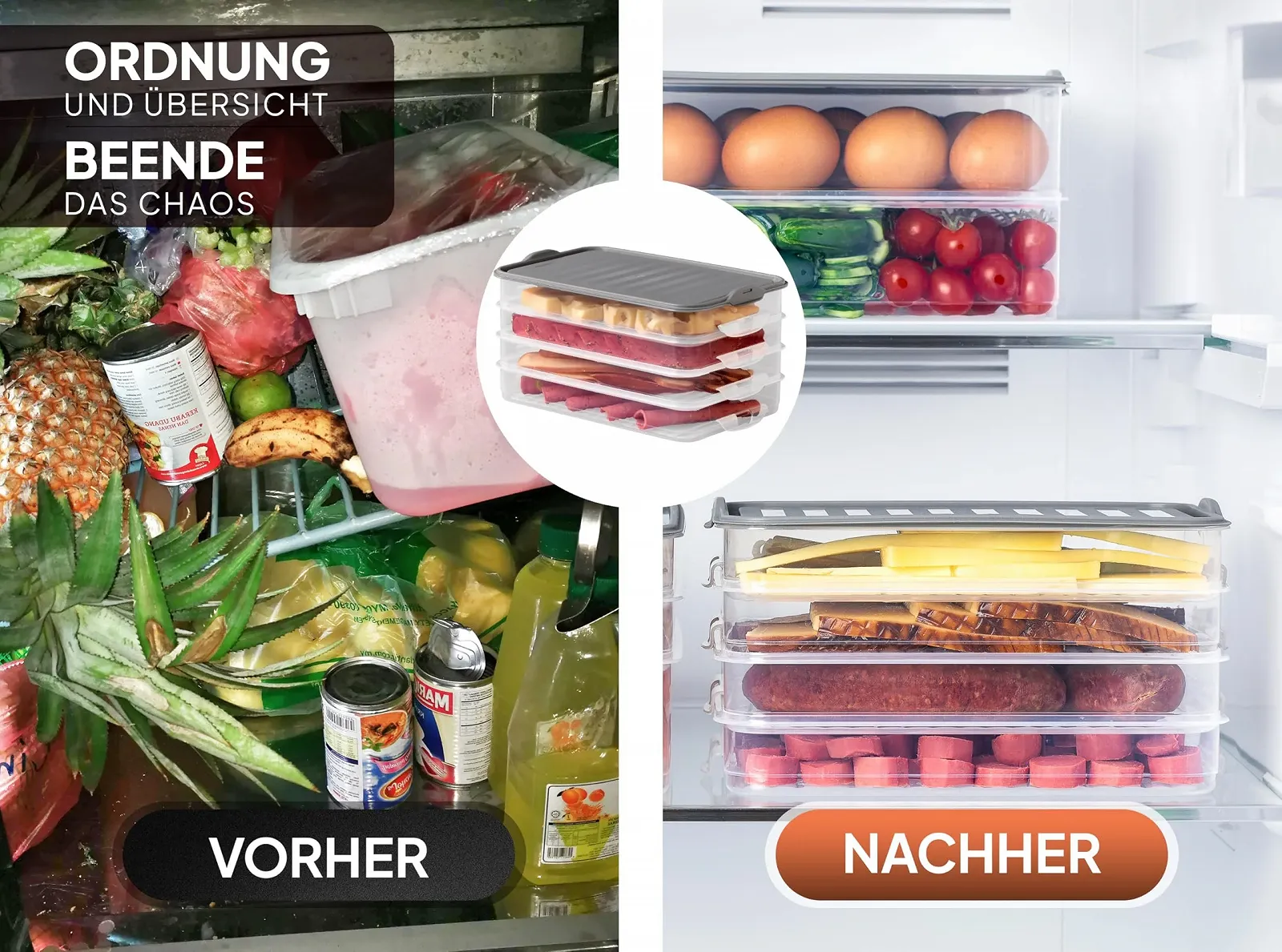 Контейнери для зберігання продуктів uandu набір 4 шт. 0.75 л штабельовані, фото №4