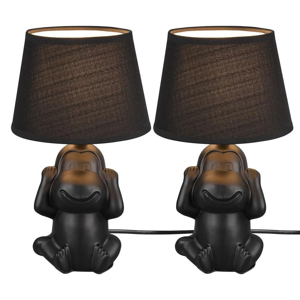 Настільна лампа etc-shop Мавпа кераміка E14 17 х 27 см набір з 2 шт Чорний, фото №1