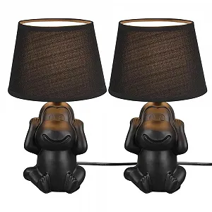 Настільна лампа etc-shop Мавпа кераміка E14 17 х 27 см набір з 2 шт Чорний - Фото 1