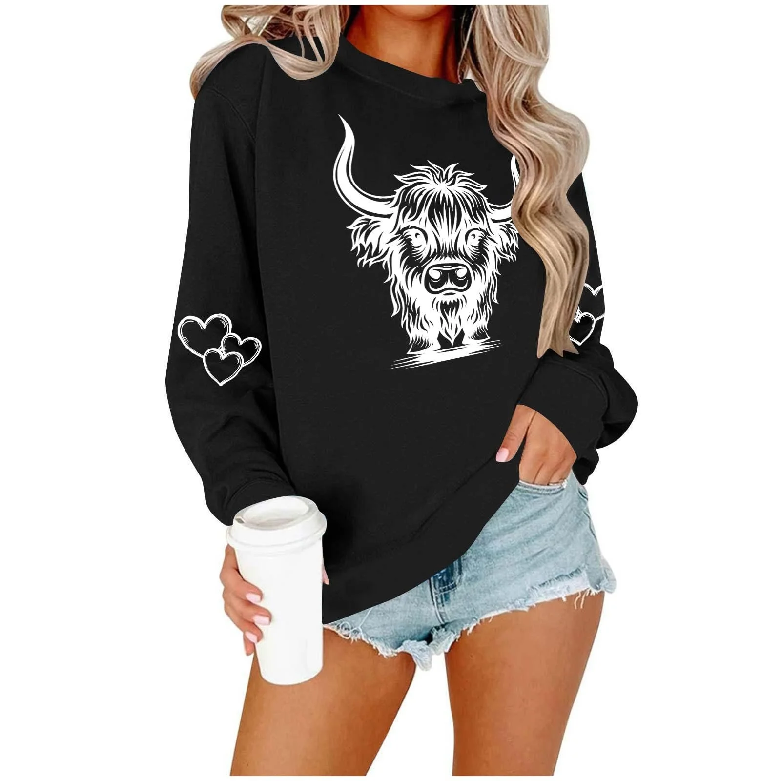 Лонгслив Komiseup Basic Круглый вырез Мода Животные мотивы M 12, фото №5