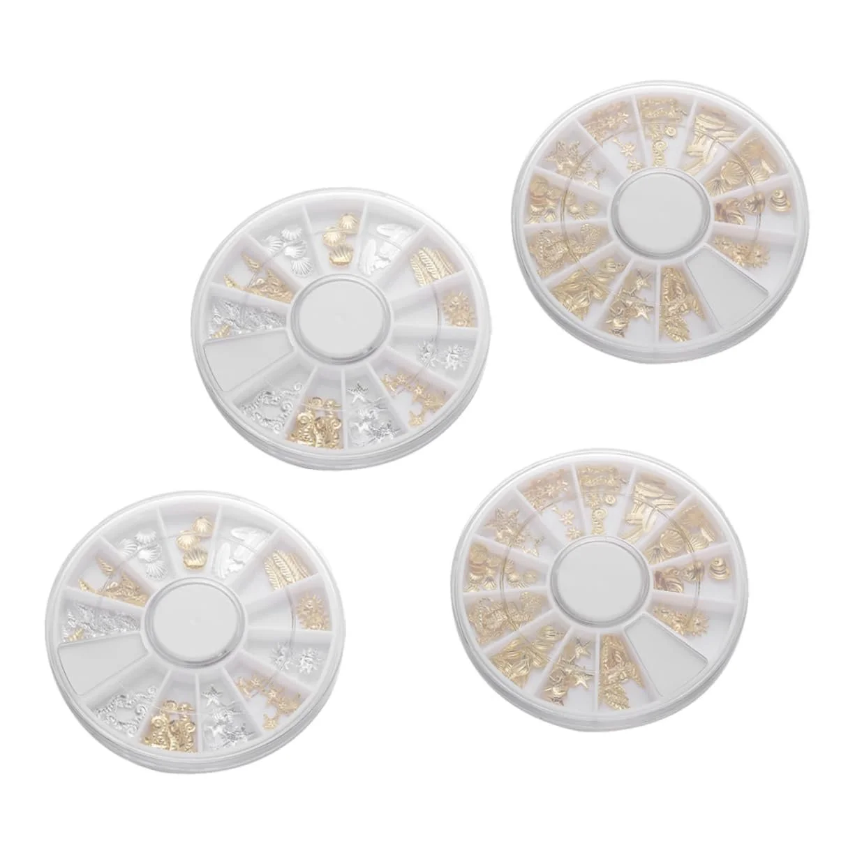 MERRYHAPY 4 коробки зі сплаву, гіпсові наклейки, бісер, ювелірні вироби для нігтів, фото №1