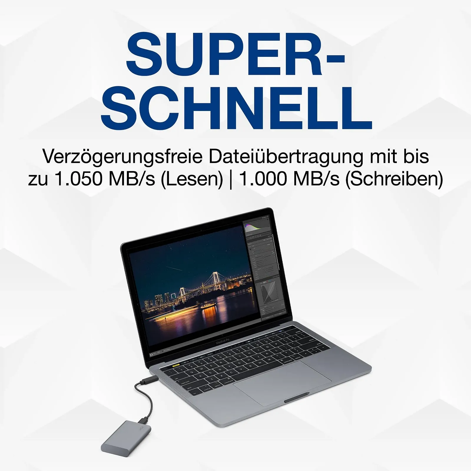 Внешний SSD LaCie Mobile SSD Secure 1TB USB 3.1 Type C Space Grey, фото №3