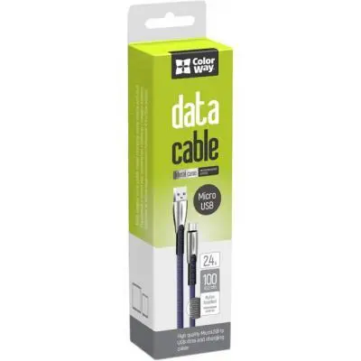 Дата кабель USB 2.0 AM to Micro 5P 1.0m zinc alloy blue ColorWay (CW-CBUM011-BL), фото №3