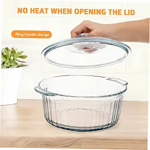 Кастрюля для запекания Ipetboom круглая боросиликатное стекло с крышкой synthetic.ua - Фото 1