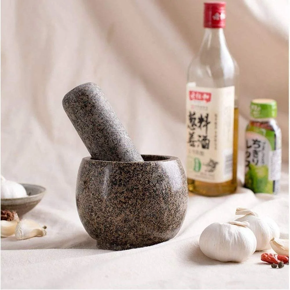 Набір ступки і товкачика Mörser-Stößel Buchweizenreisstein для подрібнення спецій, приготування песто, пюре, кухонне приладдя, фото №3