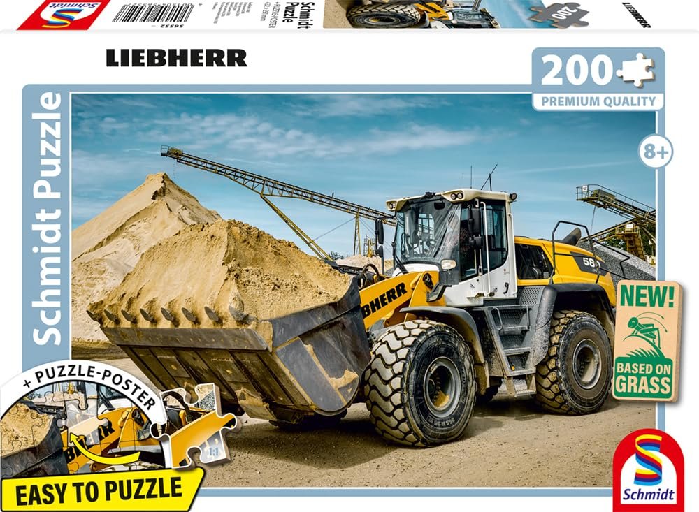 Детский пазл Schmidt Spiele Liebherr Wheel Loader L580 56552 200 деталей из травяного картона, фото №1