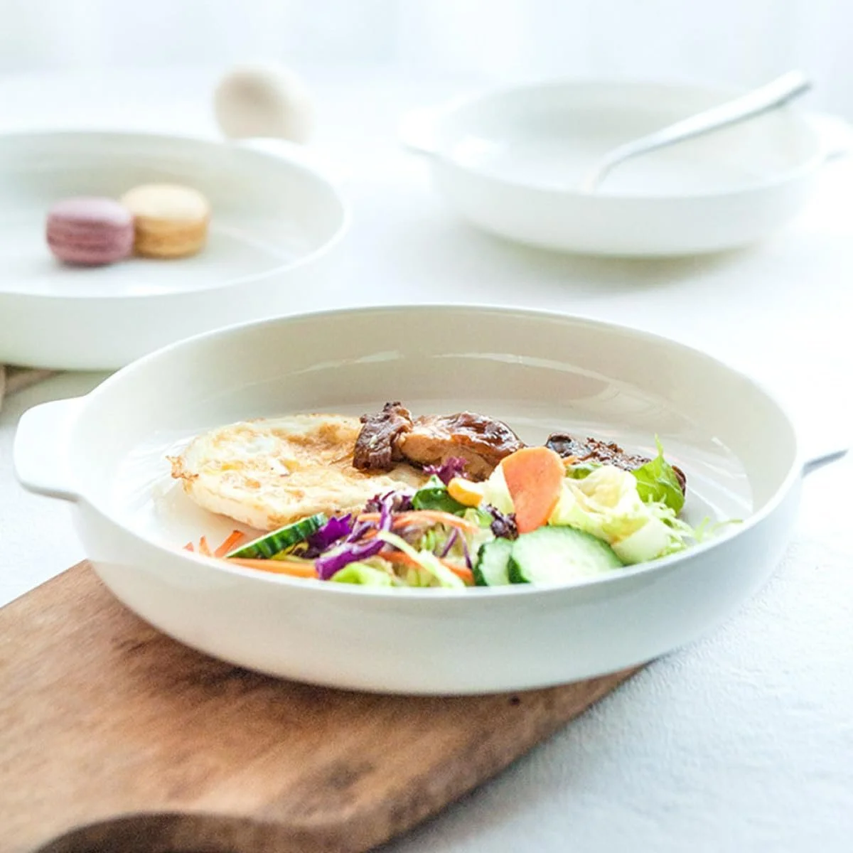 Форма для випікання з подвійними ручками біла порцеляна біла, фото №9