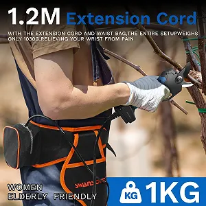 Секатор SWANSOFT акумуляторний 45 мм 1150 W для саду та телескопічні сучкорізи чорний/синій synthetic.ua - Фото 1