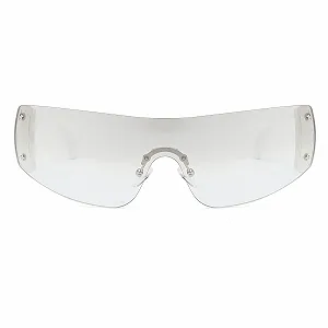 Солнцезащитные очки Y2K Ggpyyon Trendy Wrap Around без оправы для мужчин и женщин, защита UV400 synthetic.ua - Фото 1