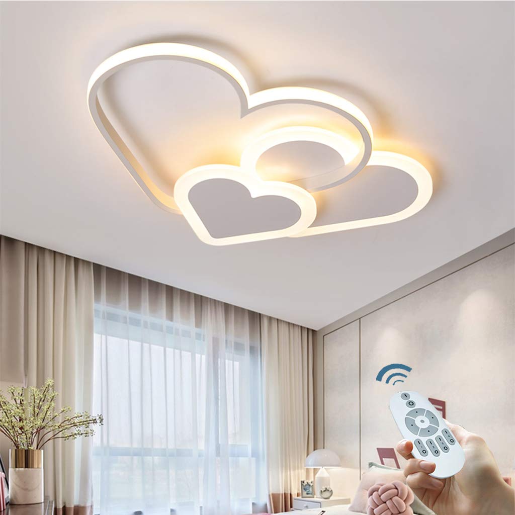 Светильник потолочный LED Modern детский для девочек с пультом диммирования 3-сердечный акриловый белый, фото №1