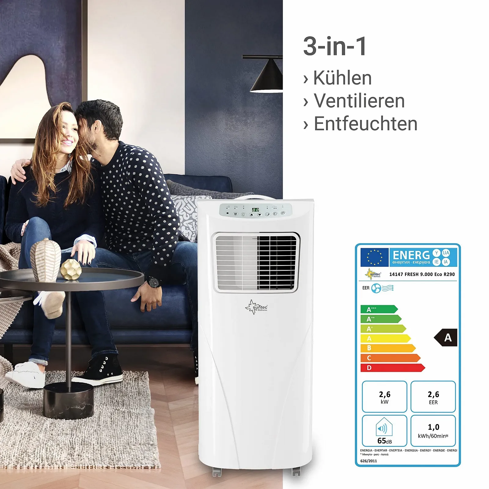 Мобильный кондиционер Suntec Fresh 9,000 Eco R290 3-в-1 белый 9,000 BTU/h для помещений до 34 м², фото №4