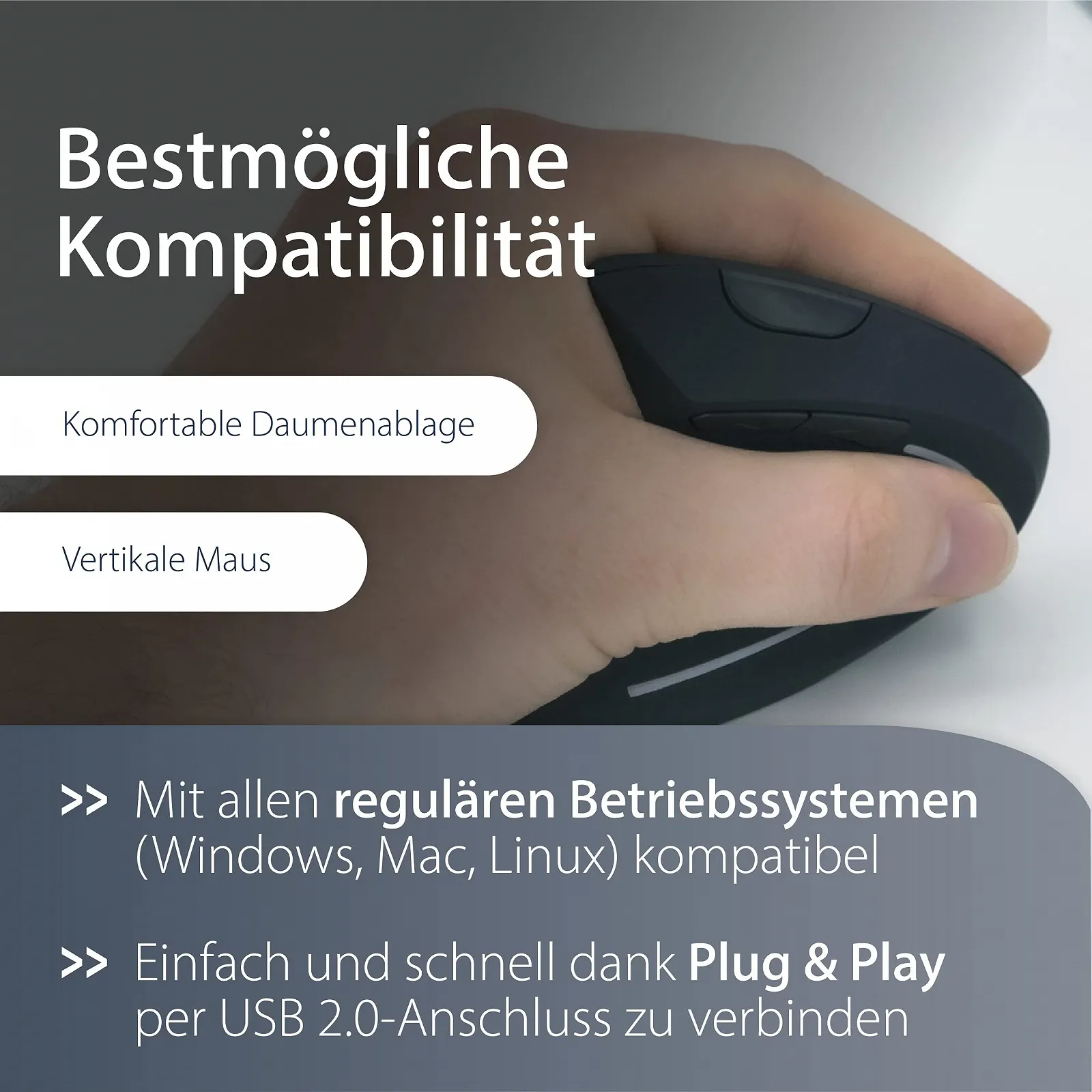 Мышь MediaRange беспроводная, 6 кнопок, оптический сенсор, эргономичная, для левшей, черный, фото №4