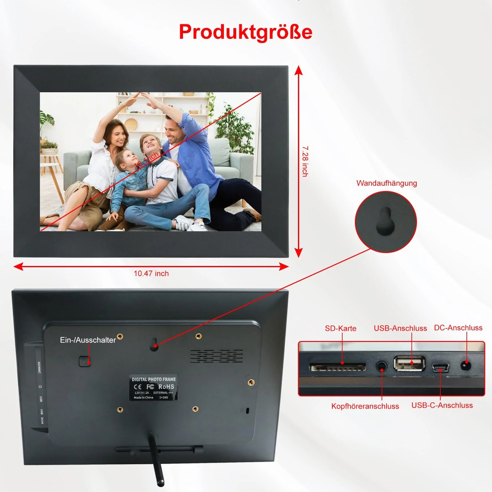 Цифровая фоторамка Frameo WiFi 10.1" 1920 x 1200 HD IPS Touchscreen 16 GB Черный, фото №8