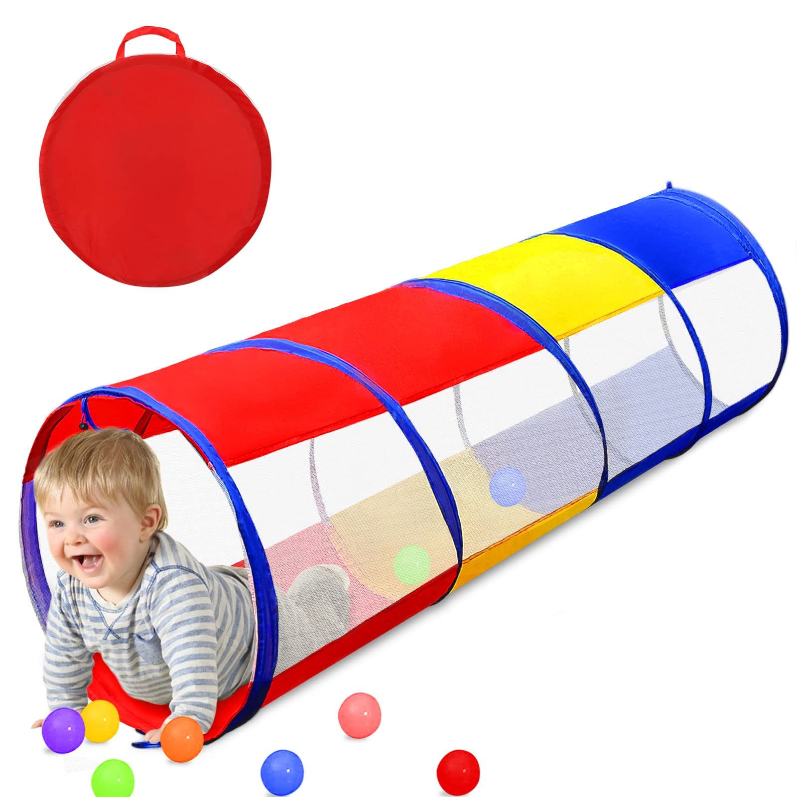 Игровой туннель Kids 6 Foot с двумя сетчатыми сторонами Pop Up Crawling 1 3 4 года, фото №1