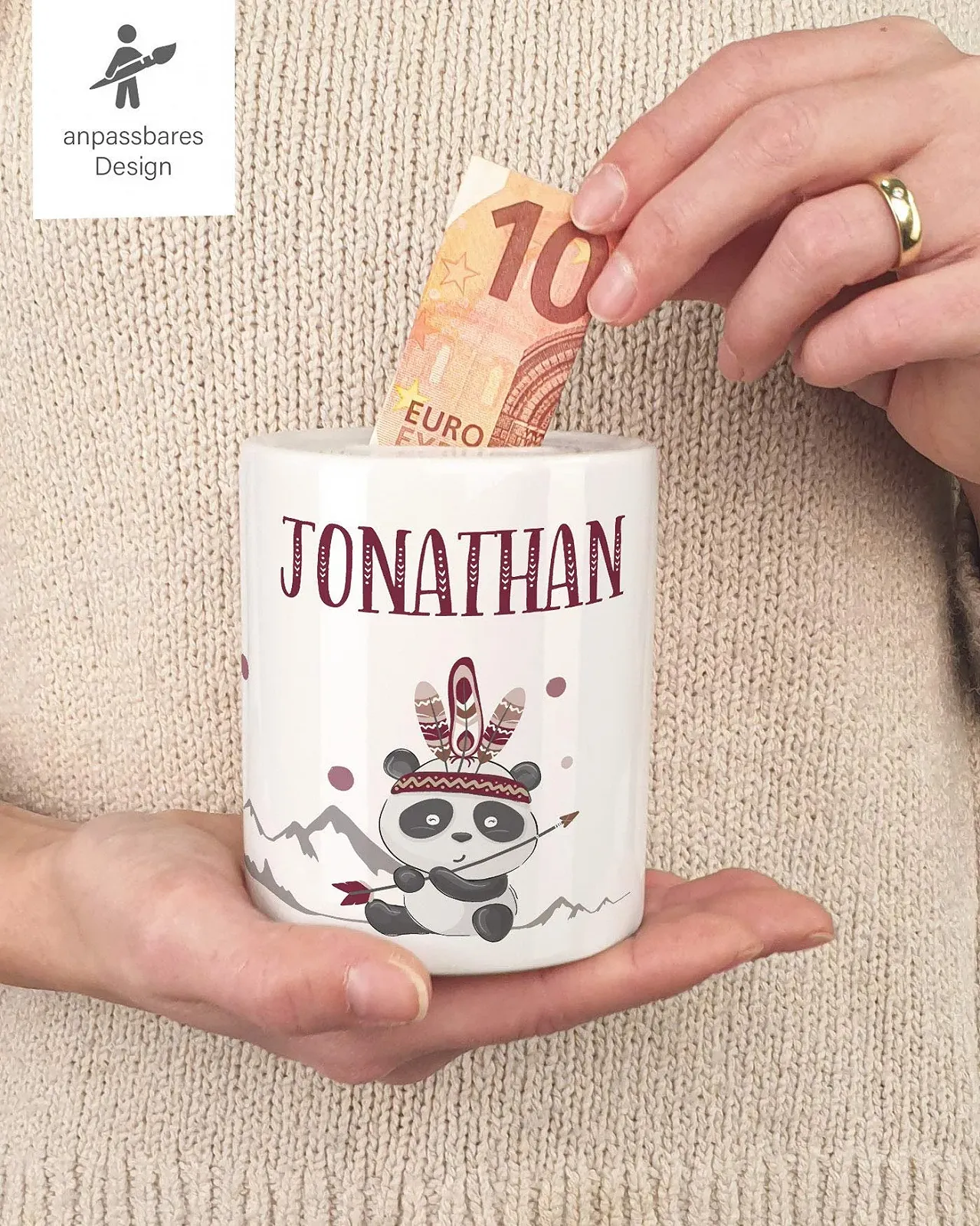 Скарбничка Panda Bear Boho Indian Керамічна, фото №3