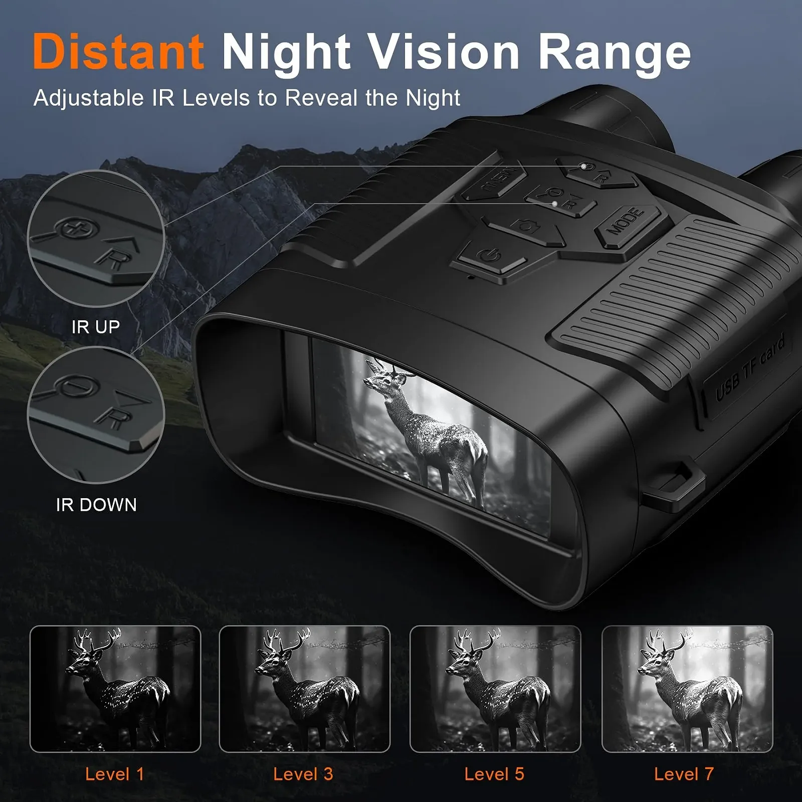 Бінокль нічного бачення MoonFox 4K Rechargeable Digital Infrared 32GB TF, фото №5