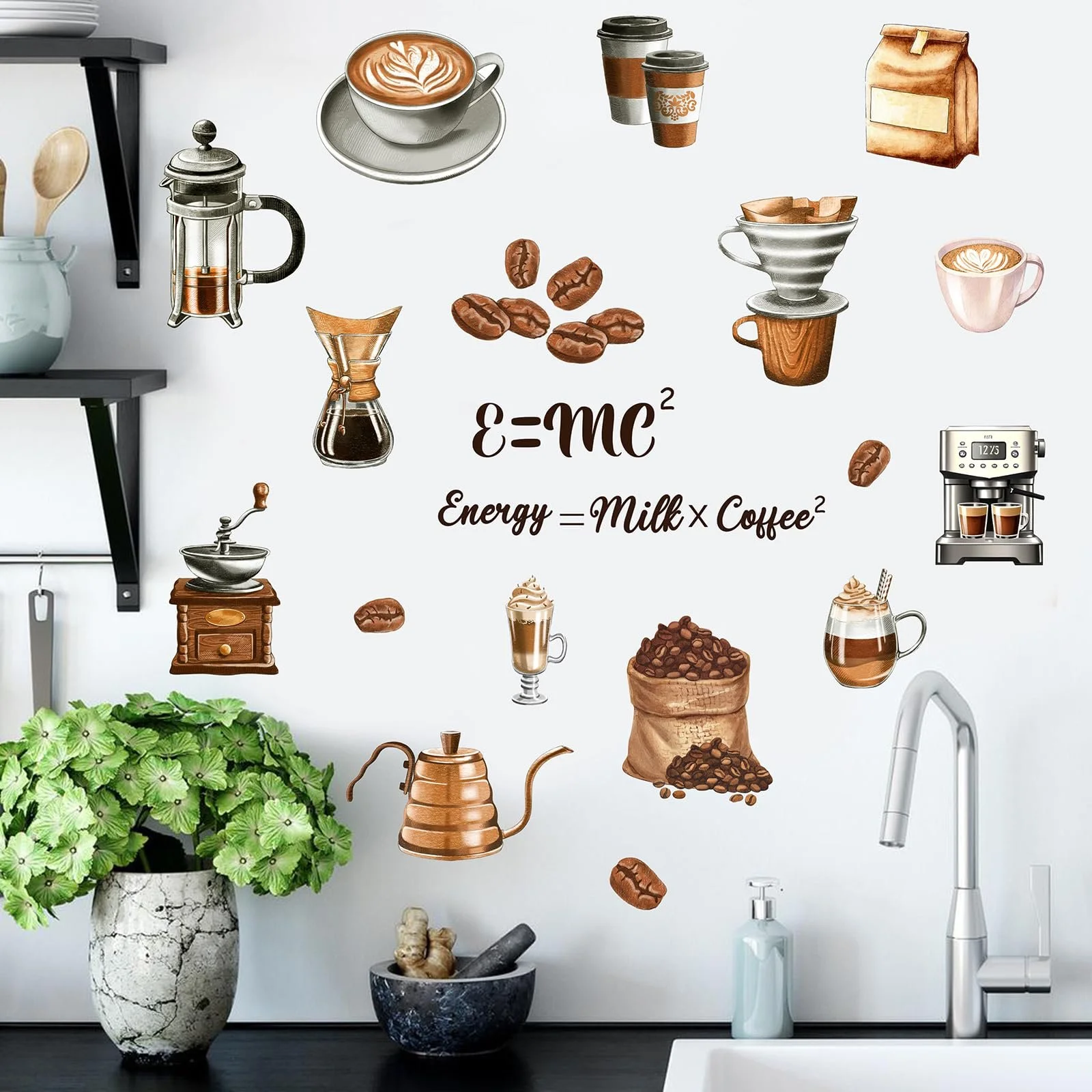 Наклейка настінна TOARTI Coffee Energy = Mike × Coffee² для кухні та кафе, фото №4