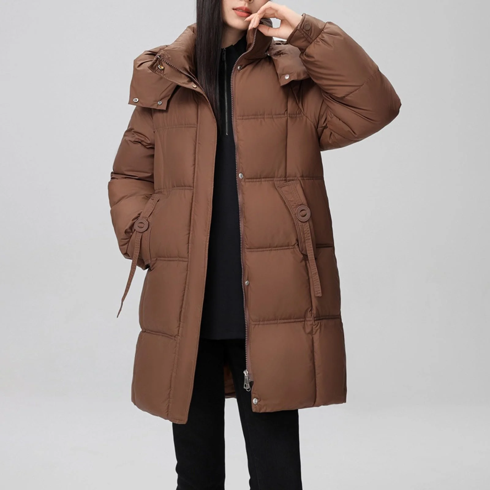 Женская зимняя стеганая куртка FNKDOR Длинная, фото №4 Женская зимняя стеганая куртка FNKDOR Длинная, фото №4