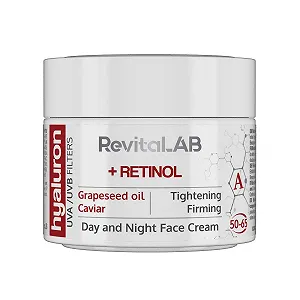 Купити Денний та нічний крем RevitaLAB Hyaluronic антивіковий з ретинолом, ікрою та червоним виноградом 50 мл 65+ - Фото 1 Денний та нічний крем RevitaLAB Hyaluronic антивіковий з ретинолом, ікрою та червоним виноградом 50 мл 65+ - Фото 1