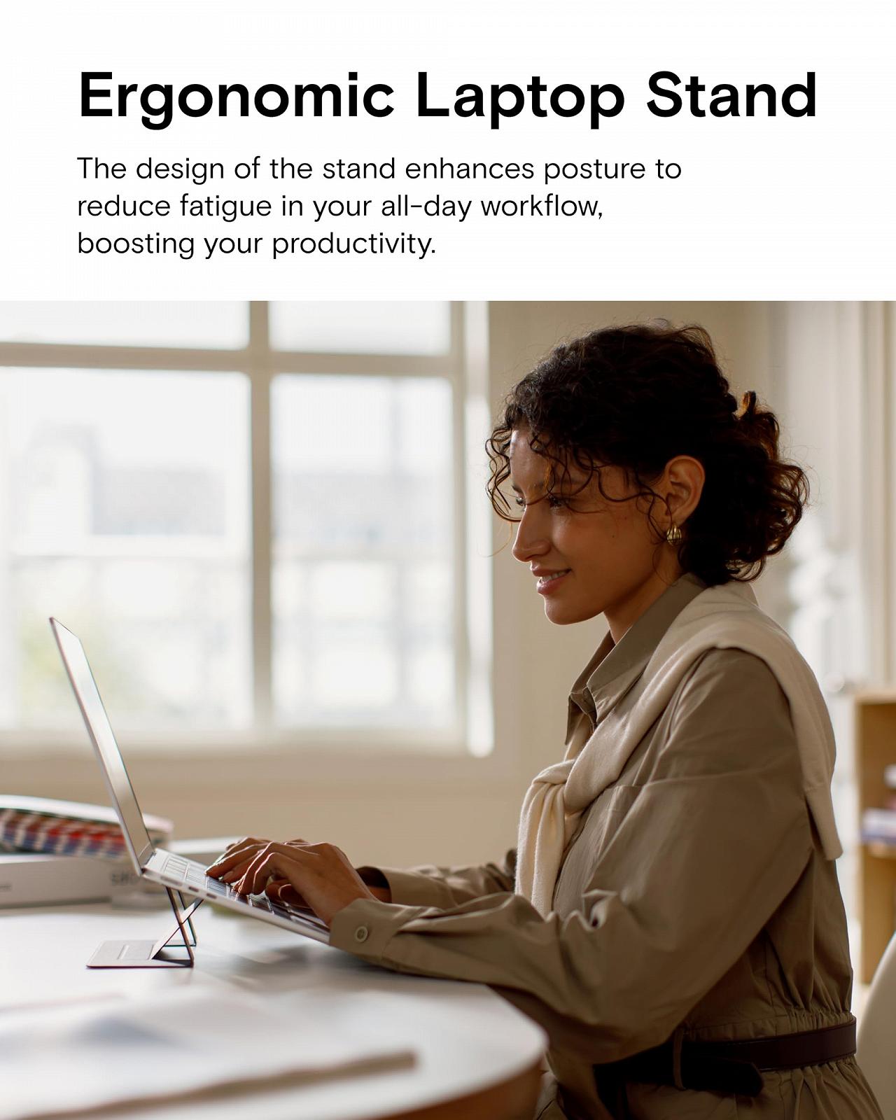 Підставка для ноутбука MOFT, складана для ноутбука з 2 регульованими кутами, покращує поставу, сумісна з MacBook Air, MacBook Pro 11-16 дюймів, самоклеюча, чорна, фото №3