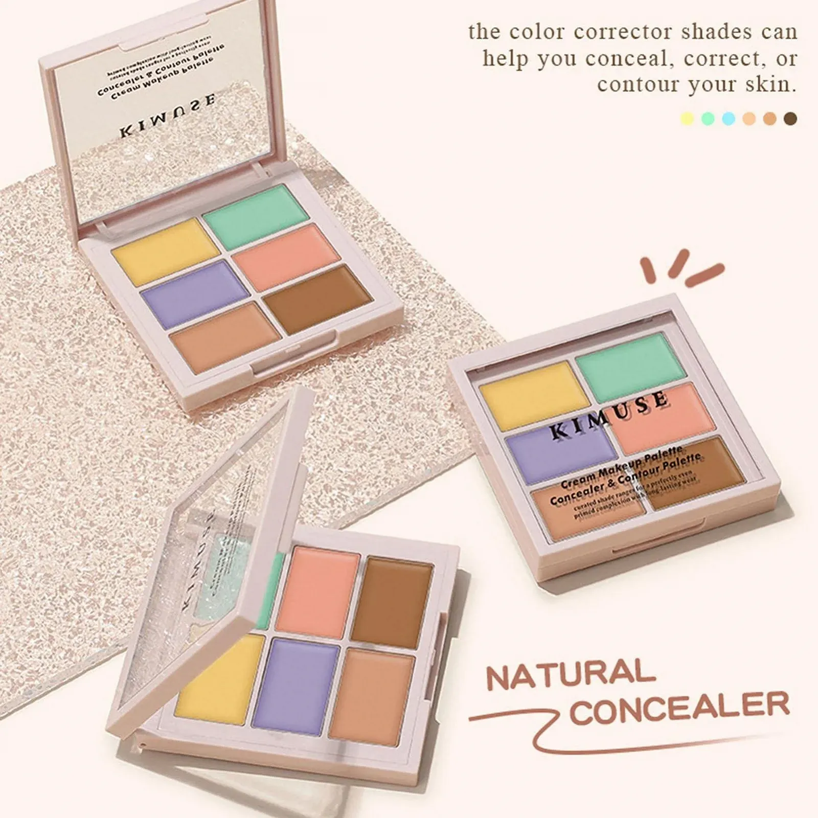 Палетка консилерів Rolempon 6 кольорів для темних кіл, маскування недоліків, почервонінь, фото №7