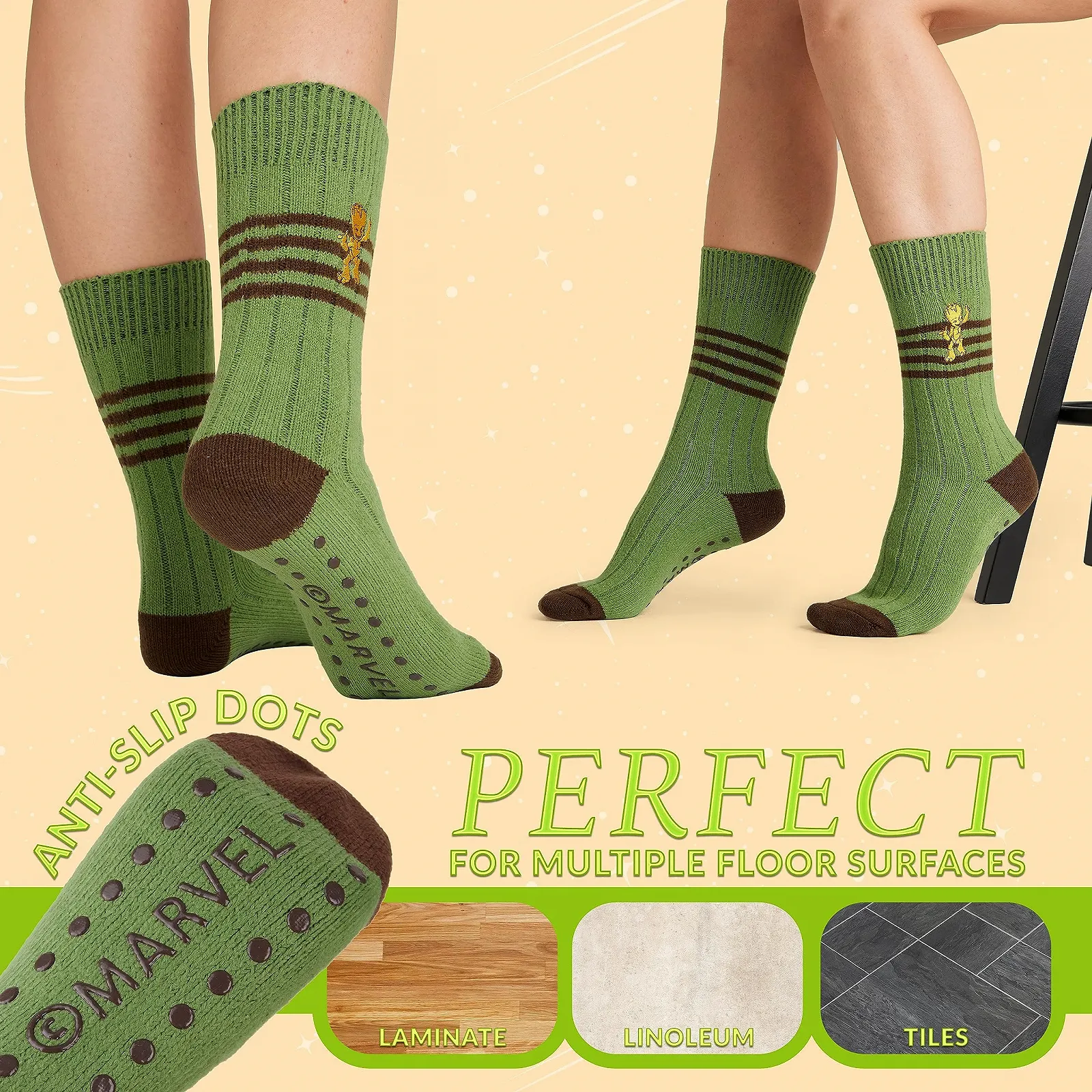 Шкарпетки для сну Disney для жінок Теплі шкарпетки-слідки Stitch Baby Yoda - Нековзні, один розмір, фото №3